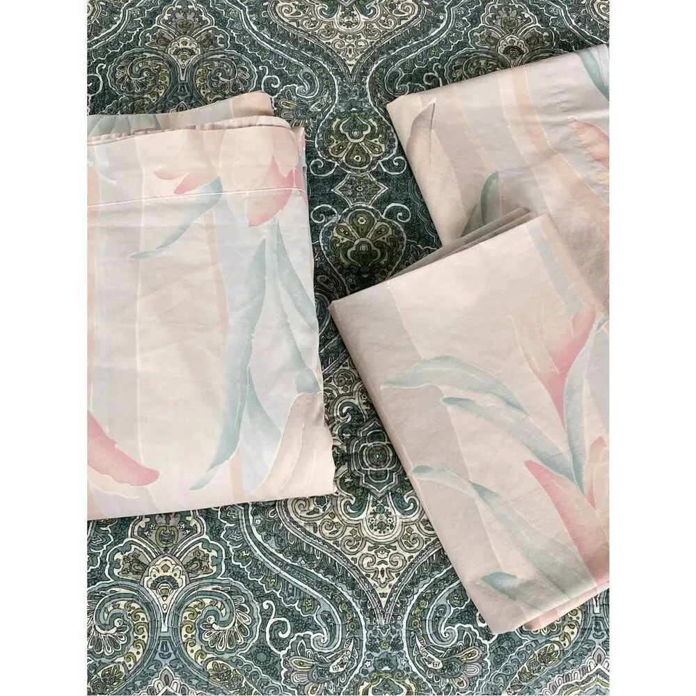 Floral Pastel Vintage Sheet Set - Soft Pink & Mint Tulips